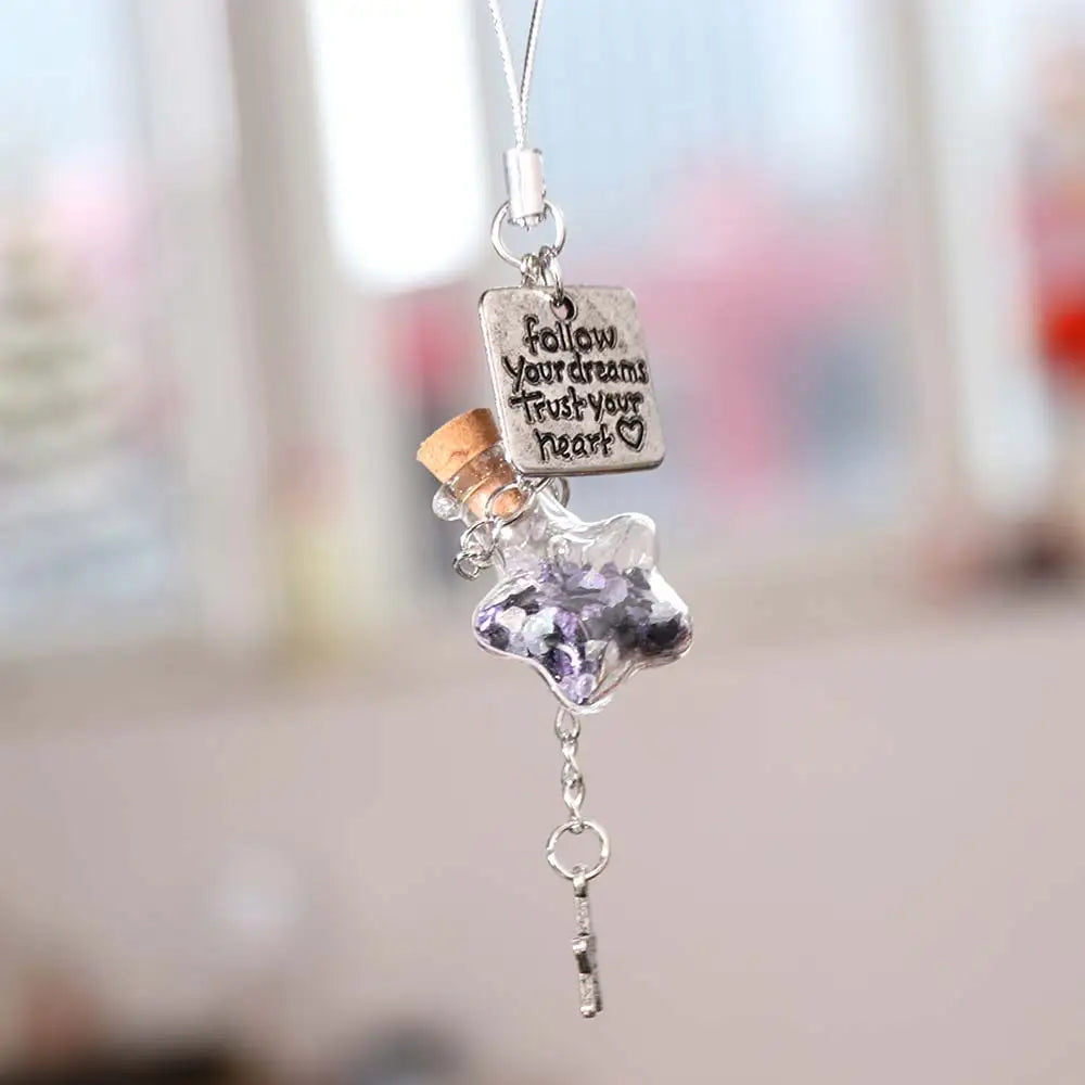 Star Wishing Bottle Wind Chime Keychain – Bag & Phone Charm Decorative Keychain Charm PLUSH