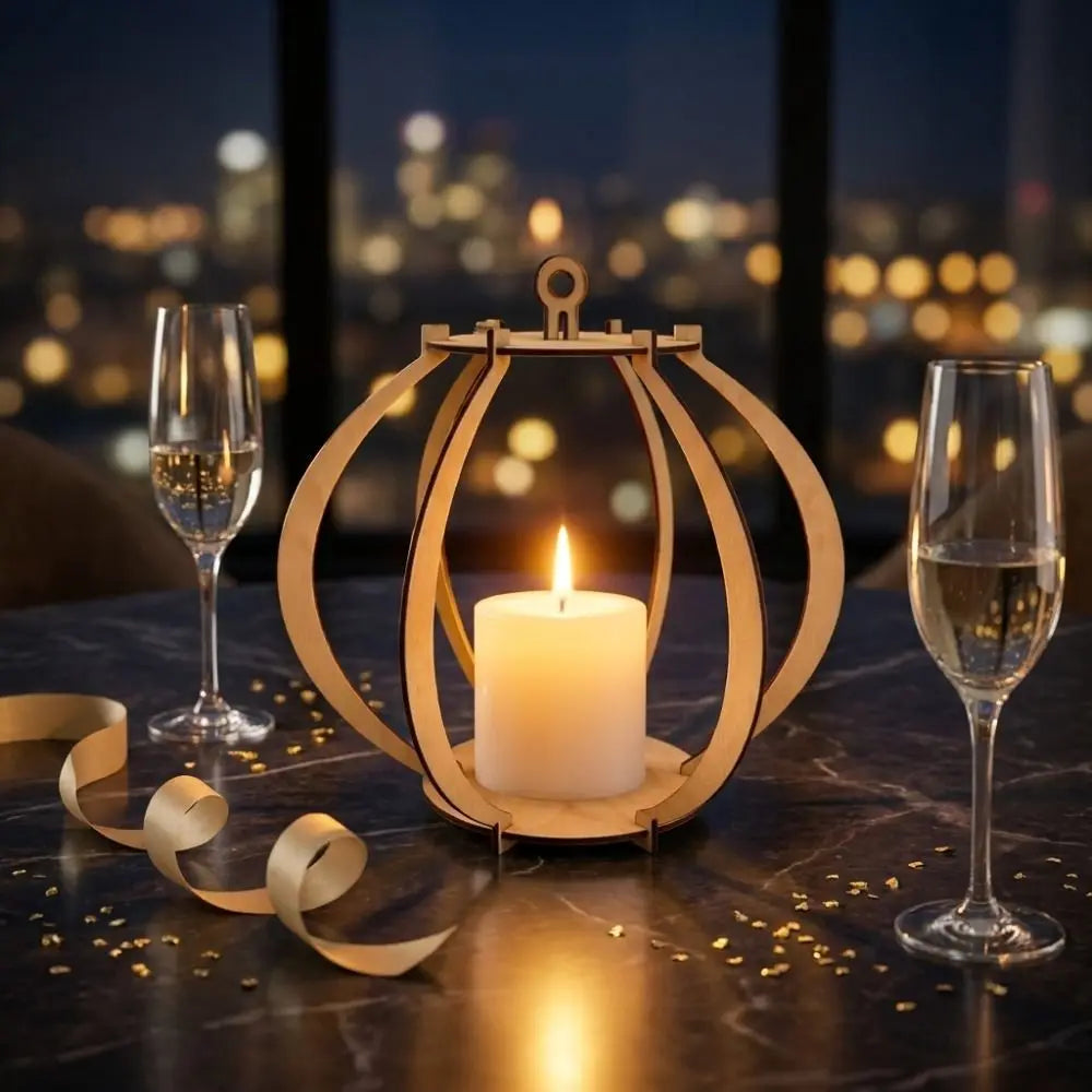 Pumpkin Wooden Candle Holder – Hollow Lantern Desk Ornament Wooden Candle Holder PLUSH