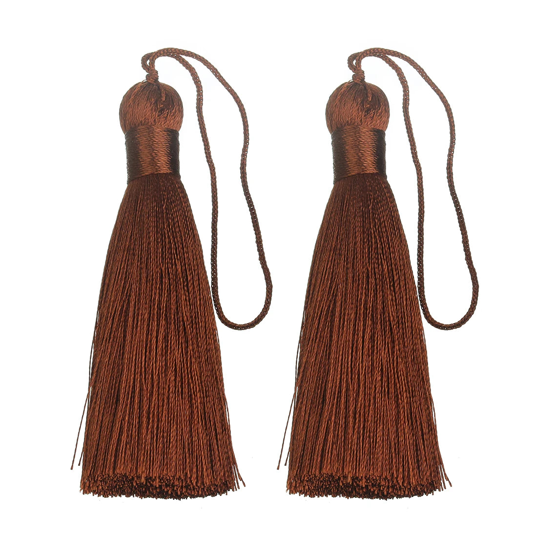 6pcs Colorful Silky Tassel Pendants – DIY Jewelry & Home Decor Tassel Fringe Pendant PLUSH brown
