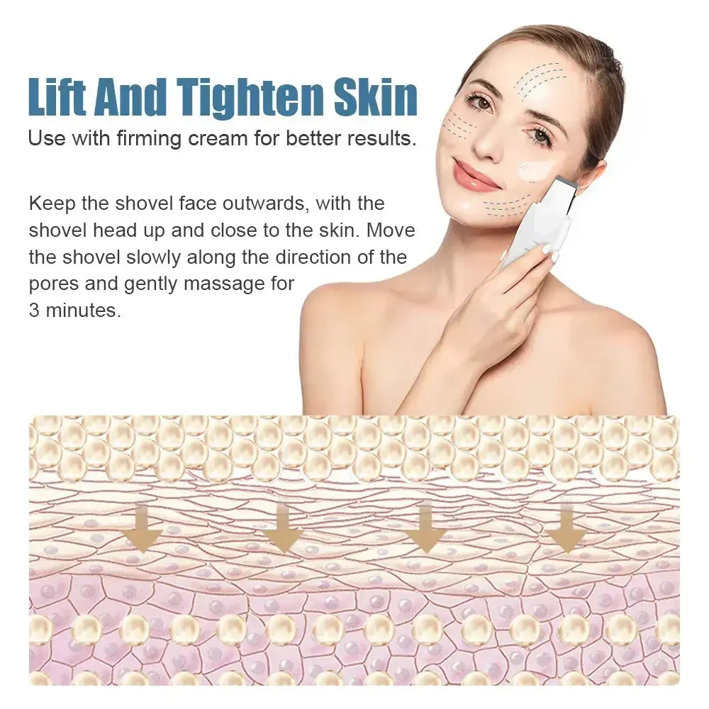 CAMMUO Ultrasonic Skin Scrubber Facial Peeling Device USB Facial Cleansing Device PLUSH