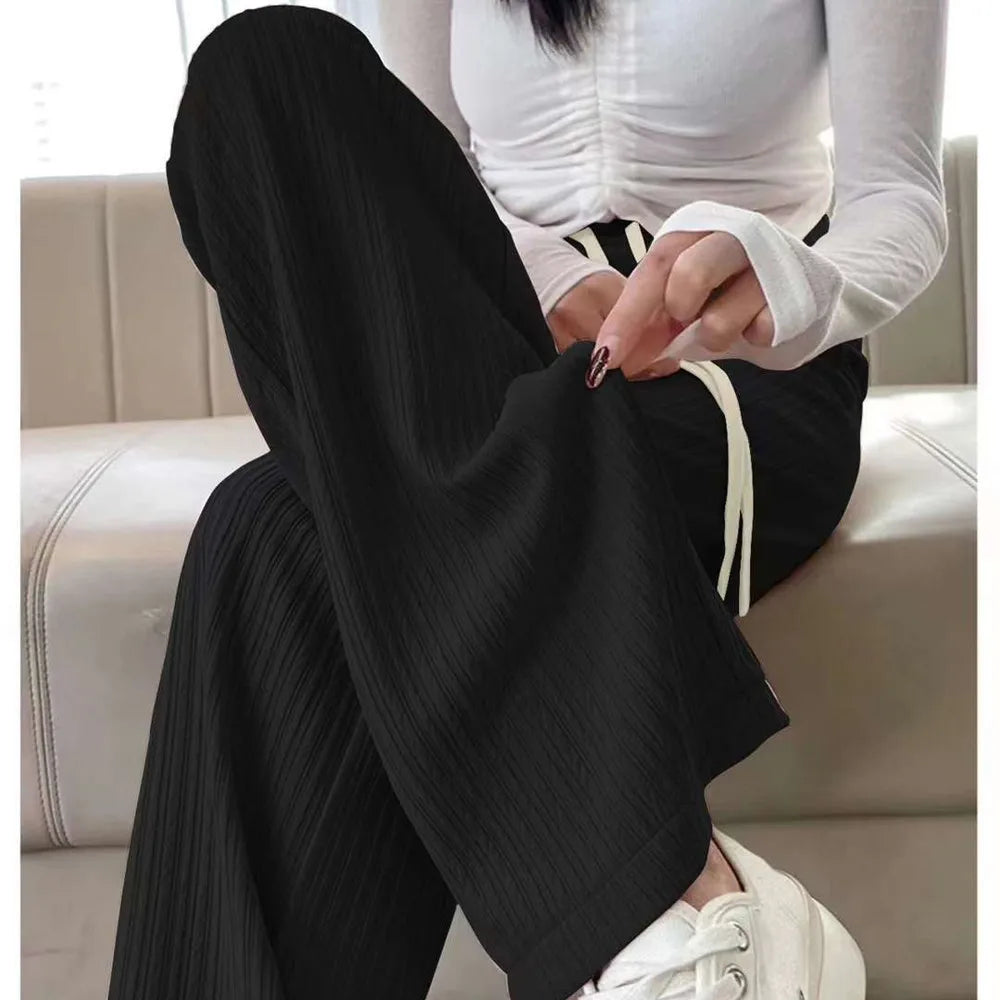Women's High Waist Wide Leg Puff Pants – Casual Summer Style Wide Leg Pants PLUSH 01 One Size