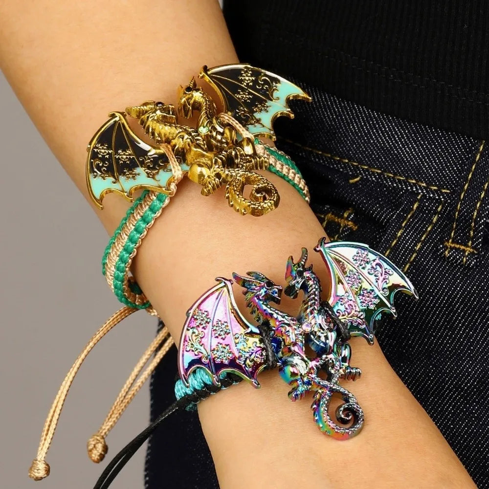 Dragon Braided Rope Bracelet – Adjustable Punk Woven Wristband Fashion Bracelet PLUSH