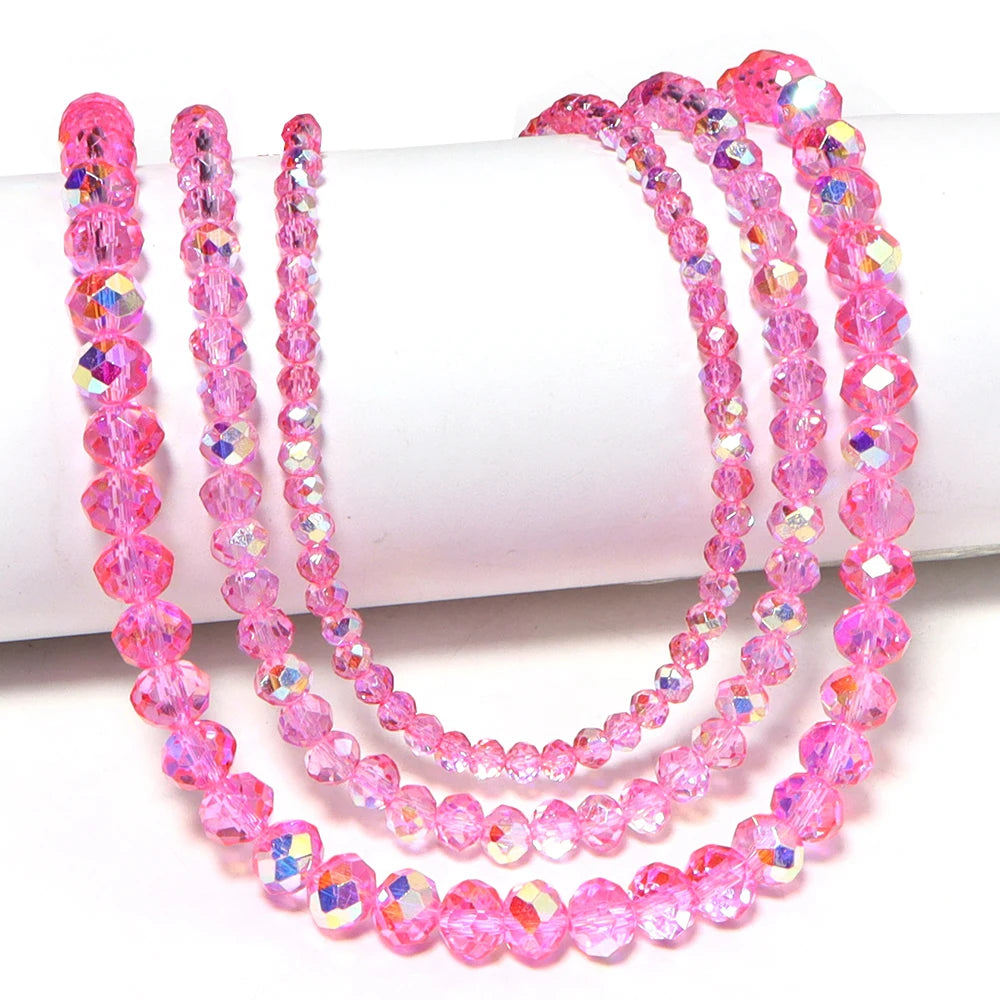 AB Color Deep Pink Crystal Abacus Spacer Beads – DIY Jewelry Crystal Spacer Beads PLUSH
