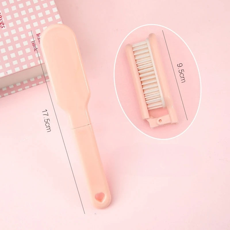 Candy Color Foldable Hair Comb – Portable Travel Hair Brush Foldable Hair Comb PLUSH Light pink.