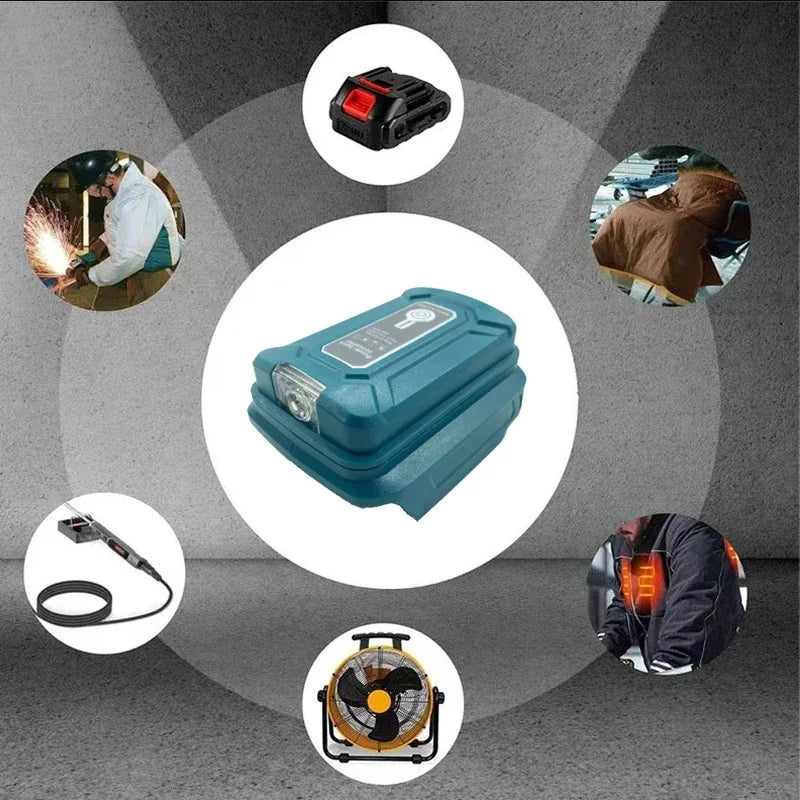 ZWINCKY LED Work Light & Dual USB Adapter for Makita 18V Battery Battery Adapter PLUSH