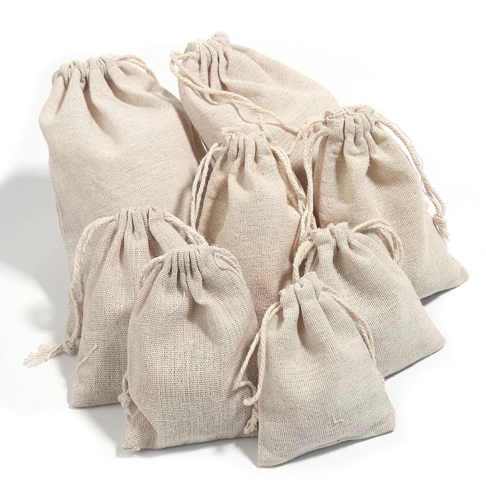 Jute Drawstring Gift Pouches – Jewelry & Sachet Bags 5-10pcs Jewelry Pouches PLUSH