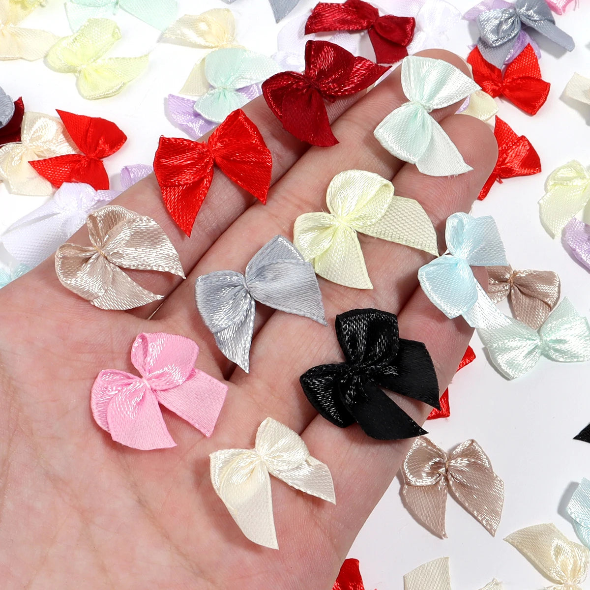 100pcs Mini Polyester Bow Knots – DIY Jewelry & Hair Crafts DIY Craft Bows PLUSH