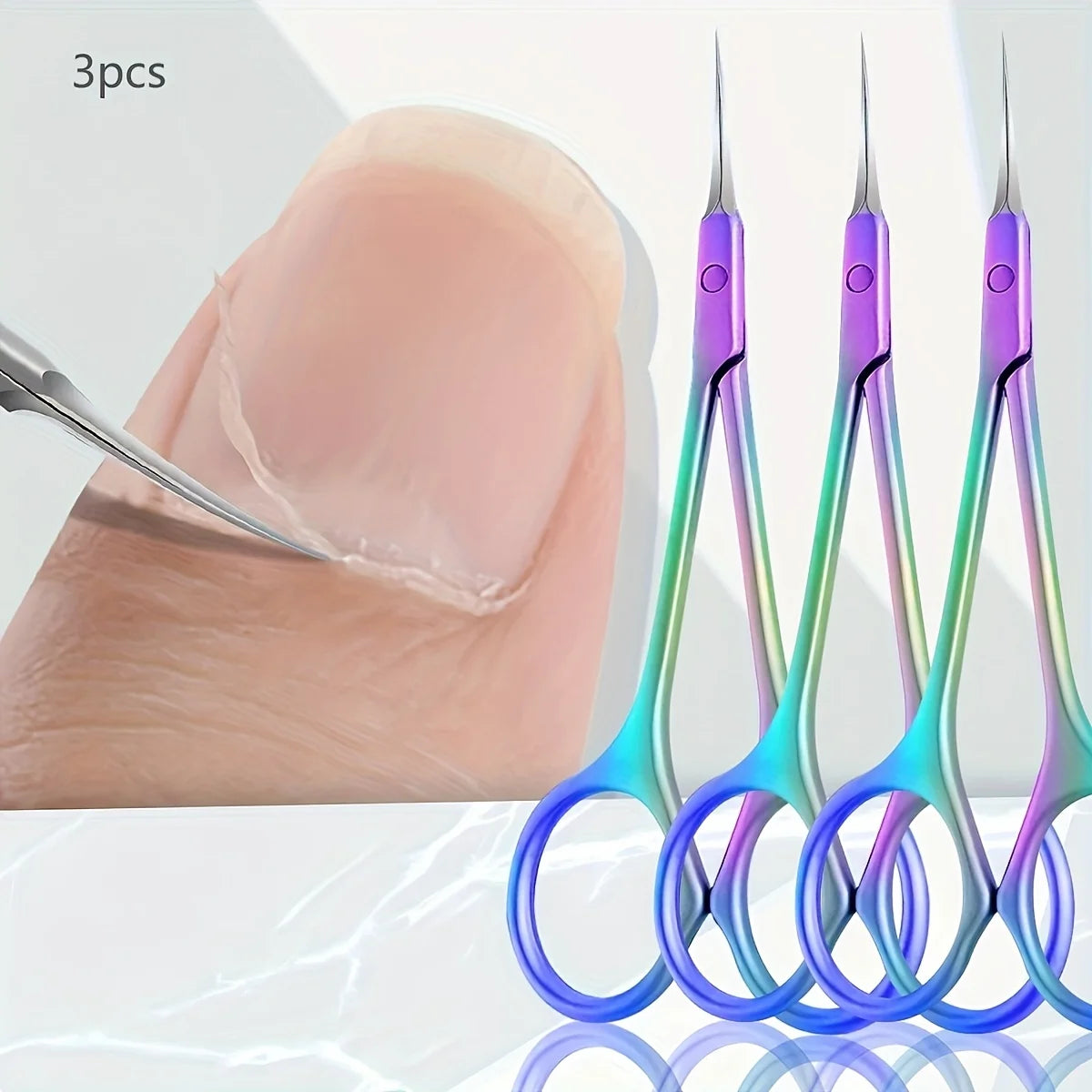 3pcs Stainless Steel Cuticle Scissors Set | Precision Nail Tool Cuticle Scissors Set PLUSH colorful 3pcs