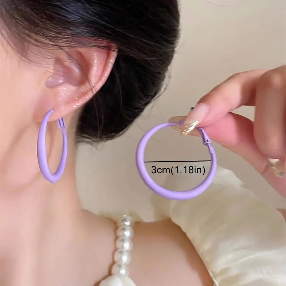 Y2K Geometric Hoop Earrings – Sweet Round Circle Women's Jewelry Hoop Earrings PLUSH