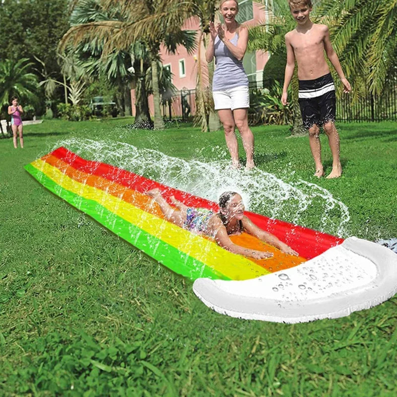 Rainbow Inflatable Water Slide – Backyard Slip & Slide Toy Outdoor Water Slide PLUSH