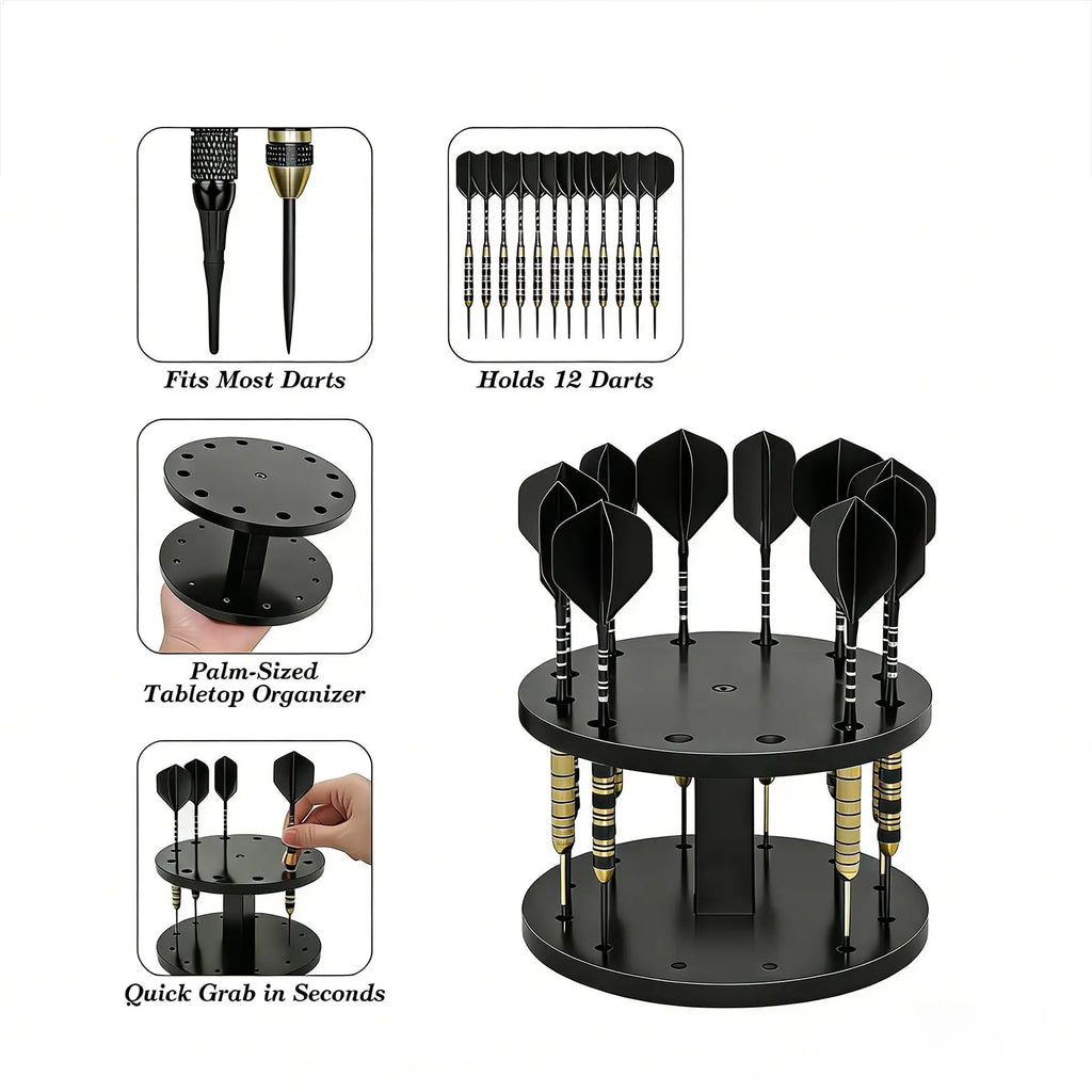 12-Slot Acrylic Dart Display Holder | Desk & Shelf Organizer Dart Display Stand PLUSH