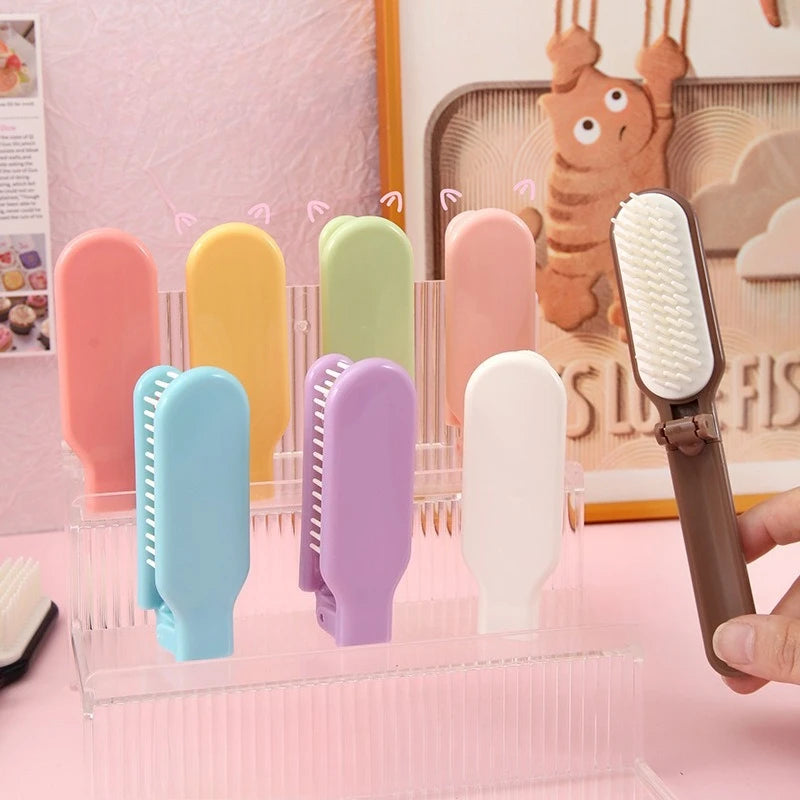 Candy Color Foldable Hair Comb – Portable Travel Hair Brush Foldable Hair Comb PLUSH