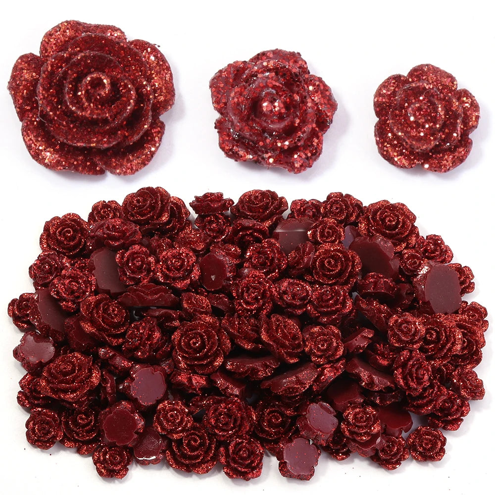 20pcs Rose Flower Resin Cabochons – Flat Back DIY Jewelry Resin Cabochons PLUSH