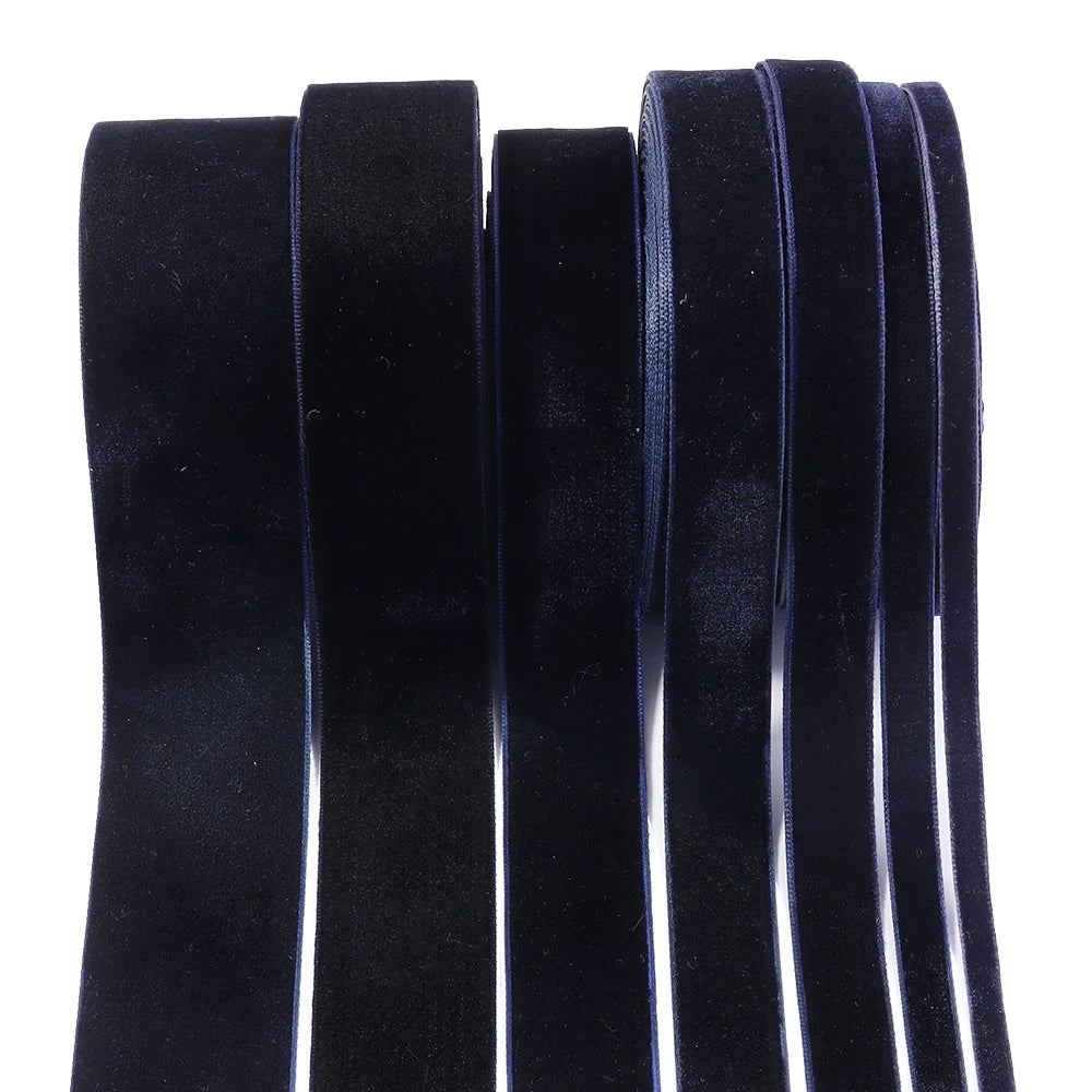 Navy Blue Velvet Ribbon Single Face Flocking 5/10 Yards DIY Velvet Craft Ribbon PLUSH