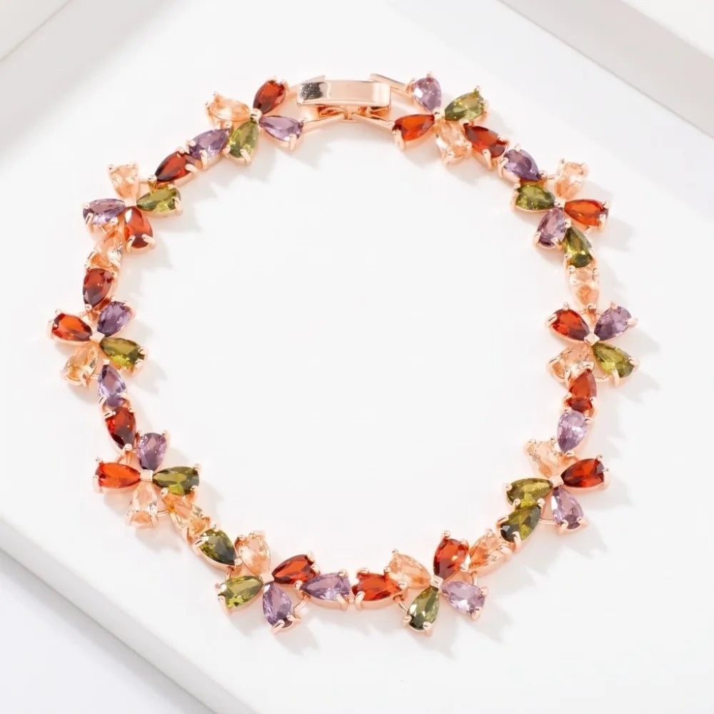 Copper Zircon Ice Flower Bracelet – Mixed Color Women's Zircon Bracelet PLUSH style1
