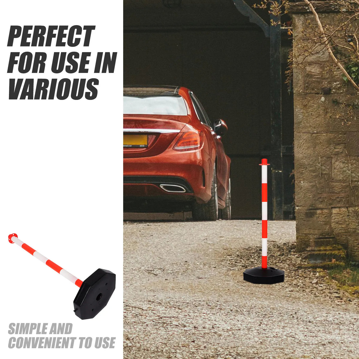 UV-Protected Traffic Delineator Post – Driveway Safety Barrier Traffic Delineator Post PLUSH