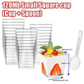 Square Plastic Dessert Cups with Spoons – Reusable Party Dessert Party Cups PLUSH 120ml 100Sets