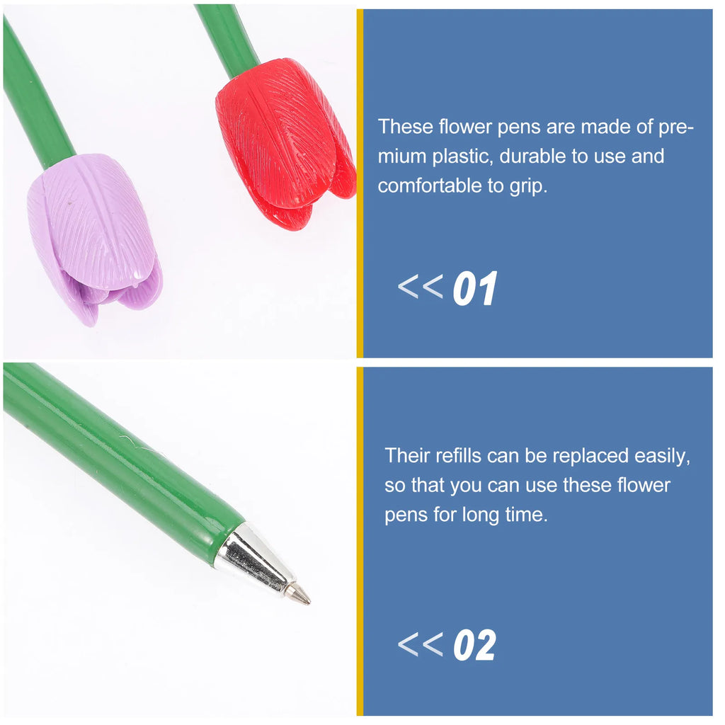 6pcs Tulip Flower Ballpoint Pens – Novelty Floral Writing Set Novelty Ballpoint Pens PLUSH