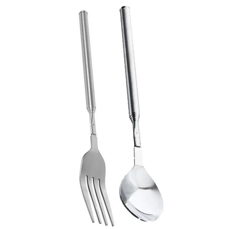 Telescopic Extendable Stainless Steel Fork – BBQ & Dining Telescopic Utensil Fork PLUSH ForkSpoon-2PCS