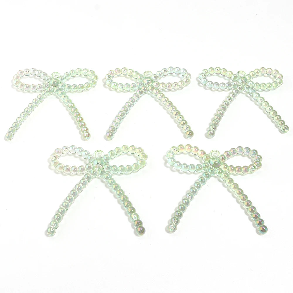 5pcs Bowknot Acrylic Charms – Color Plating DIY Jewelry Making Jewelry Charms PLUSH green
