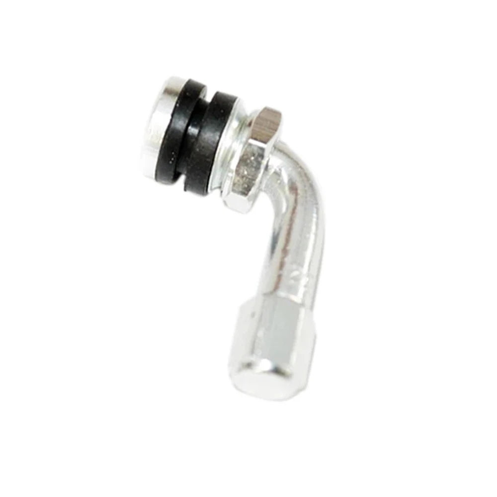 90° CNC Aluminum Motorcycle Tire Valve Stems – 2pcs Motorcycle Valve Stems PLUSH silver
