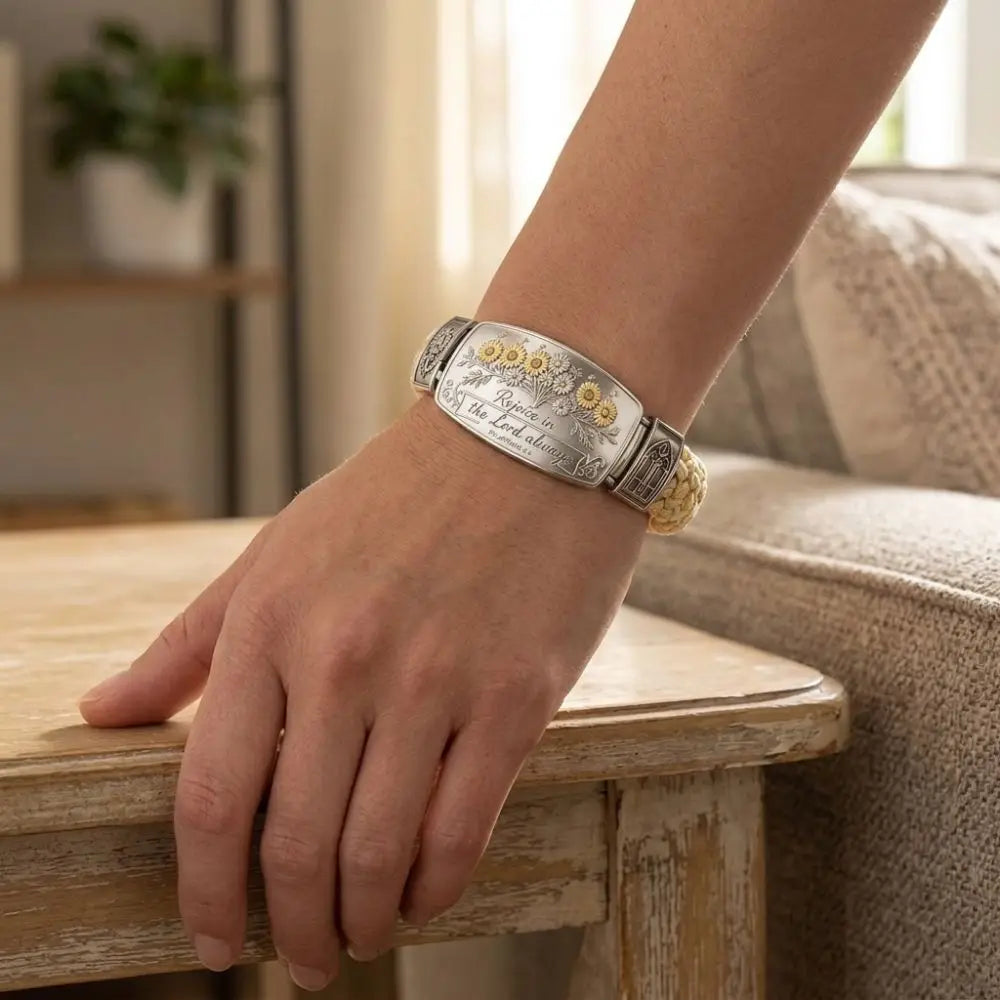 Faith Over Fear Scripture Bracelet – Stainless Steel Religious Religious Bracelet PLUSH