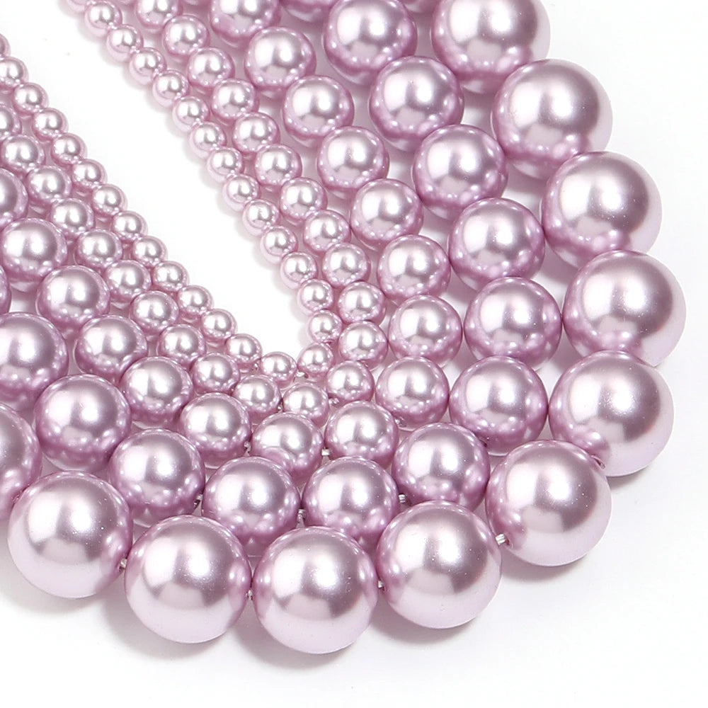 Purple Pearlescent Glass Spacer Beads 3–10mm | Imitation Pearl Glass Spacer Beads PLUSH