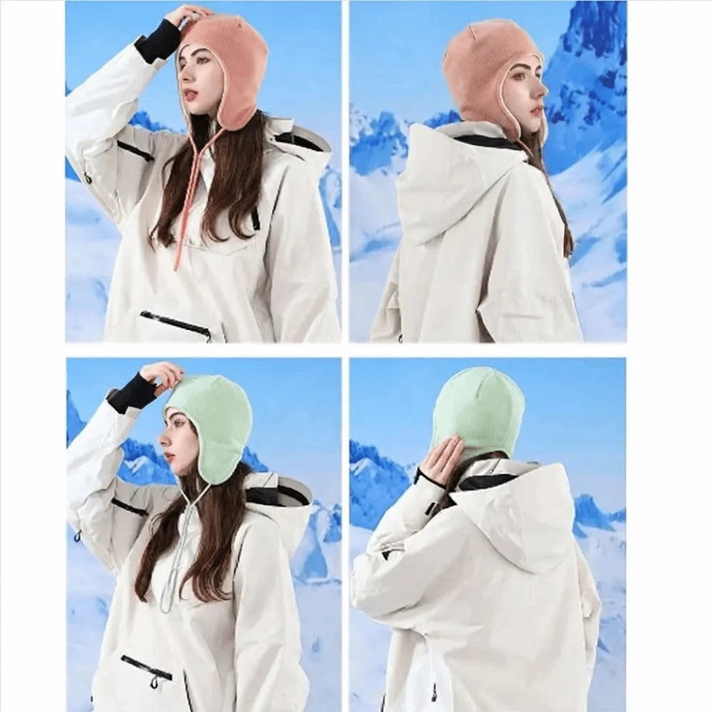 Windproof Fleece Ear Flap Hat – Adjustable Unisex Winter Cap Fleece Ear Flap Hat PLUSH