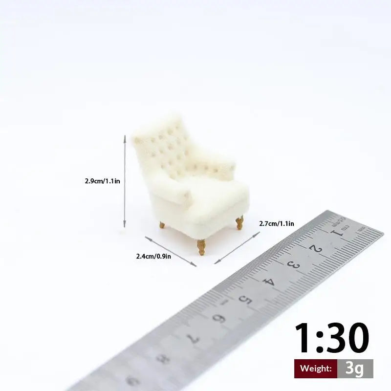 Mini Flocked Dollhouse Armchair 1:12–1:30 Scale Sofa Chair Dollhouse Furniture PLUSH A10