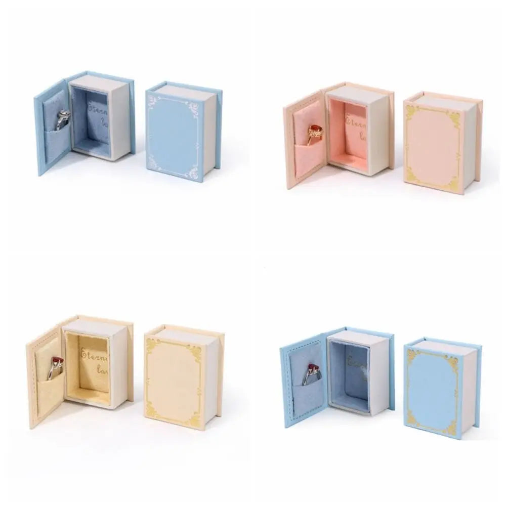 Book Shape Flip Lid Ring Box – Jewelry & Earring Display Case Jewelry Display Box PLUSH