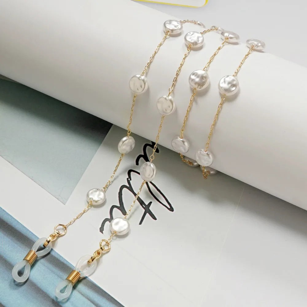Pearl Bead Eyeglass Chain – Anti-Lost Glasses Holder Necklace Eyeglass Chain Lanyard PLUSH Style 3
