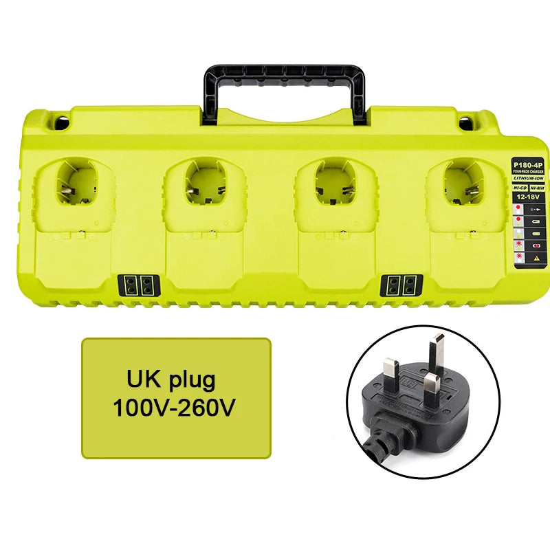 ZWINCKY 4-Port 3A Fast Charger for Ryobi 12V–18V Batteries Battery Charger PLUSH UK plug China Mainland
