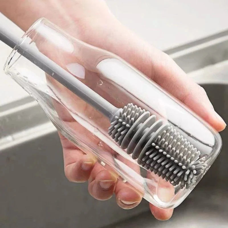Long Handle Silicone Bottle Brush & Cup Scrubber | Kitchen Bottle Cleaning Brush PLUSH
