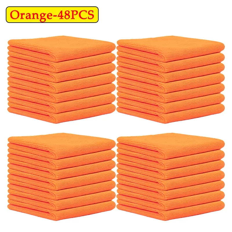 Microfiber Car Wash & Cleaning Towels – 12 to 48 Pack Microfiber Cleaning Towels PLUSH Orange 48PCS
