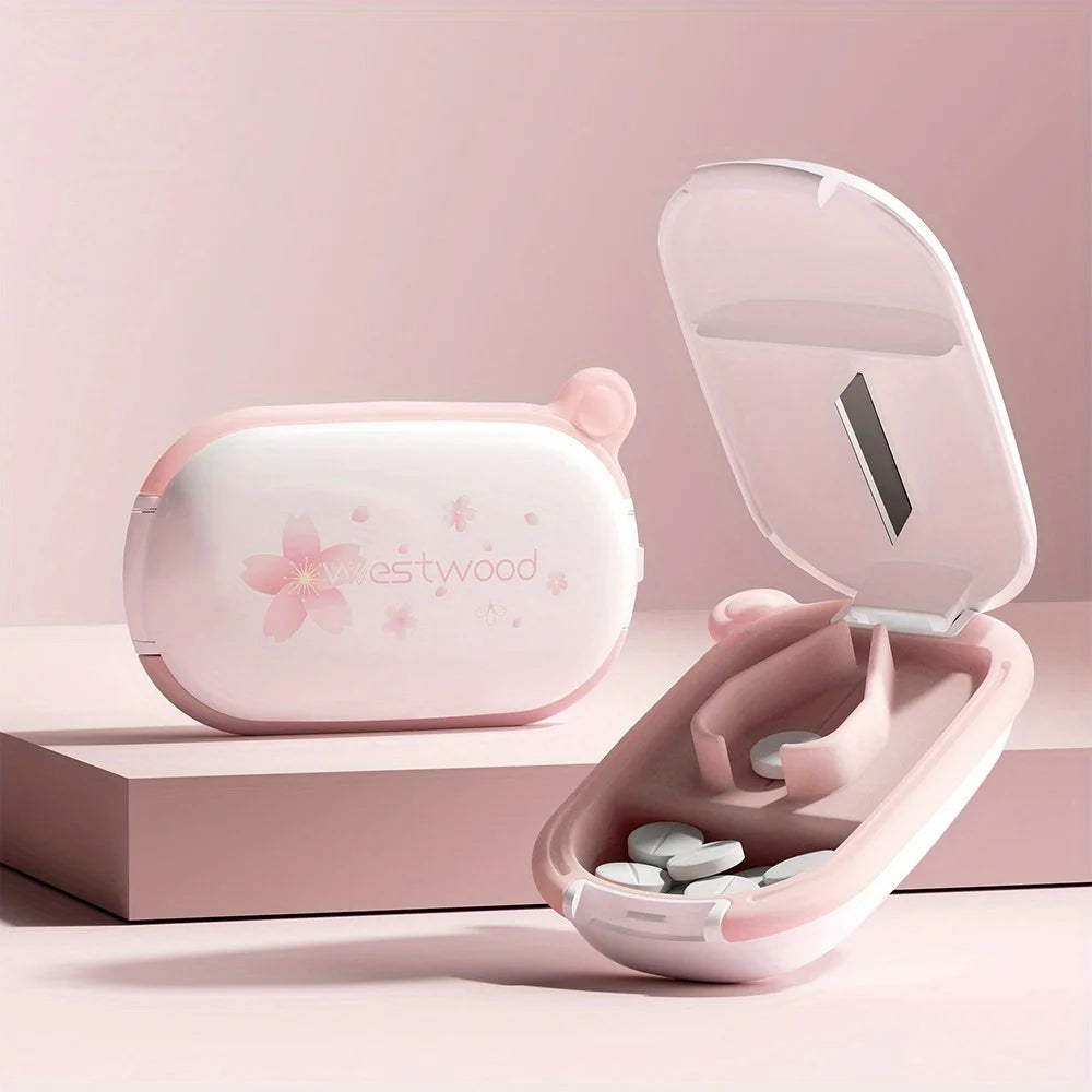 Portable Pill Cutter & Crusher – Compact Tablet Splitter Pill Cutter Crusher PLUSH A Pink