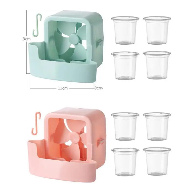 Fan Ice Cooling Box with 4 Reusable Ice Cups & Hanging Hook Fan Cooling Accessory PLUSH