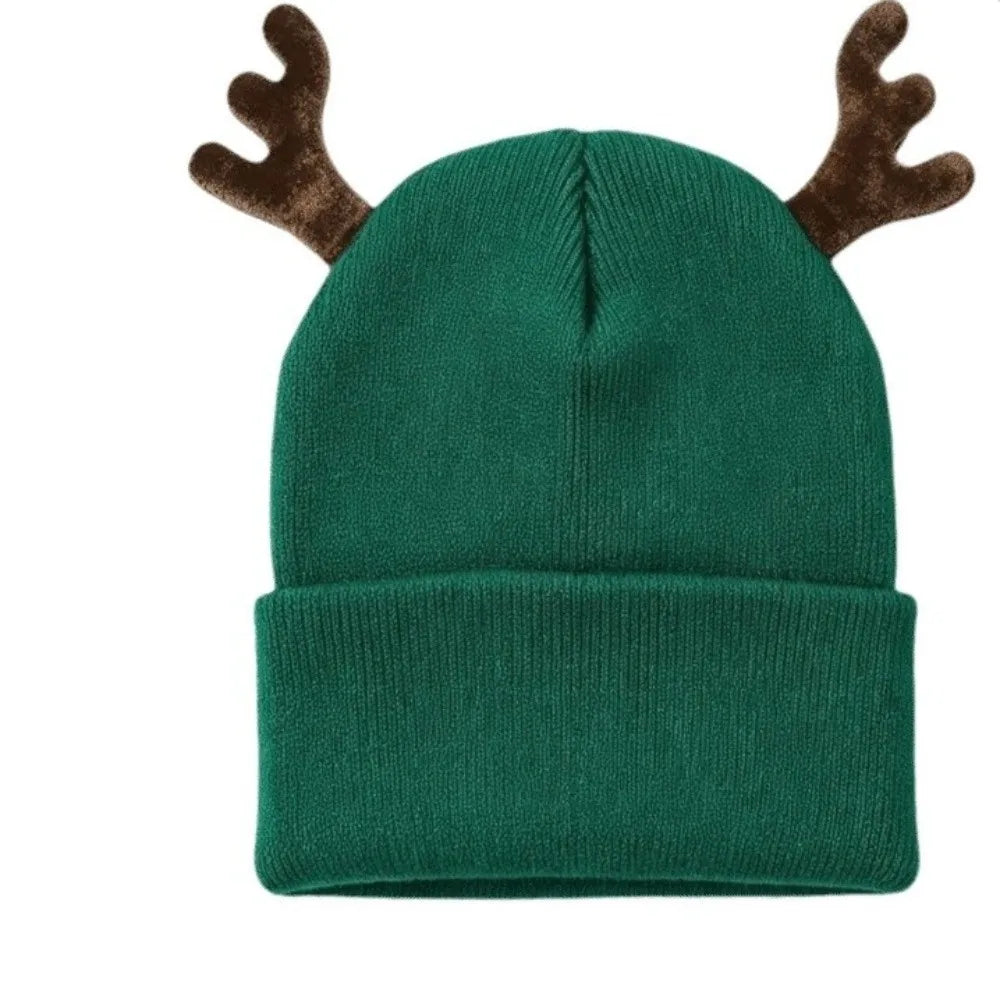 Reindeer Antler Knit Beanie – Cozy Christmas Cosplay Hat Knit Beanie Hat PLUSH Style C