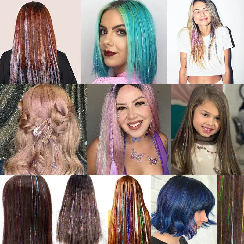 Hair Tinsel Kit – Glitter Rainbow Sparkle Extensions 94cm Hair Tinsel Extensions PLUSH