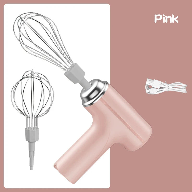 Portable USB Rechargeable Wireless Handheld Electric Mixer Handheld Electric Mixer PLUSH Pink