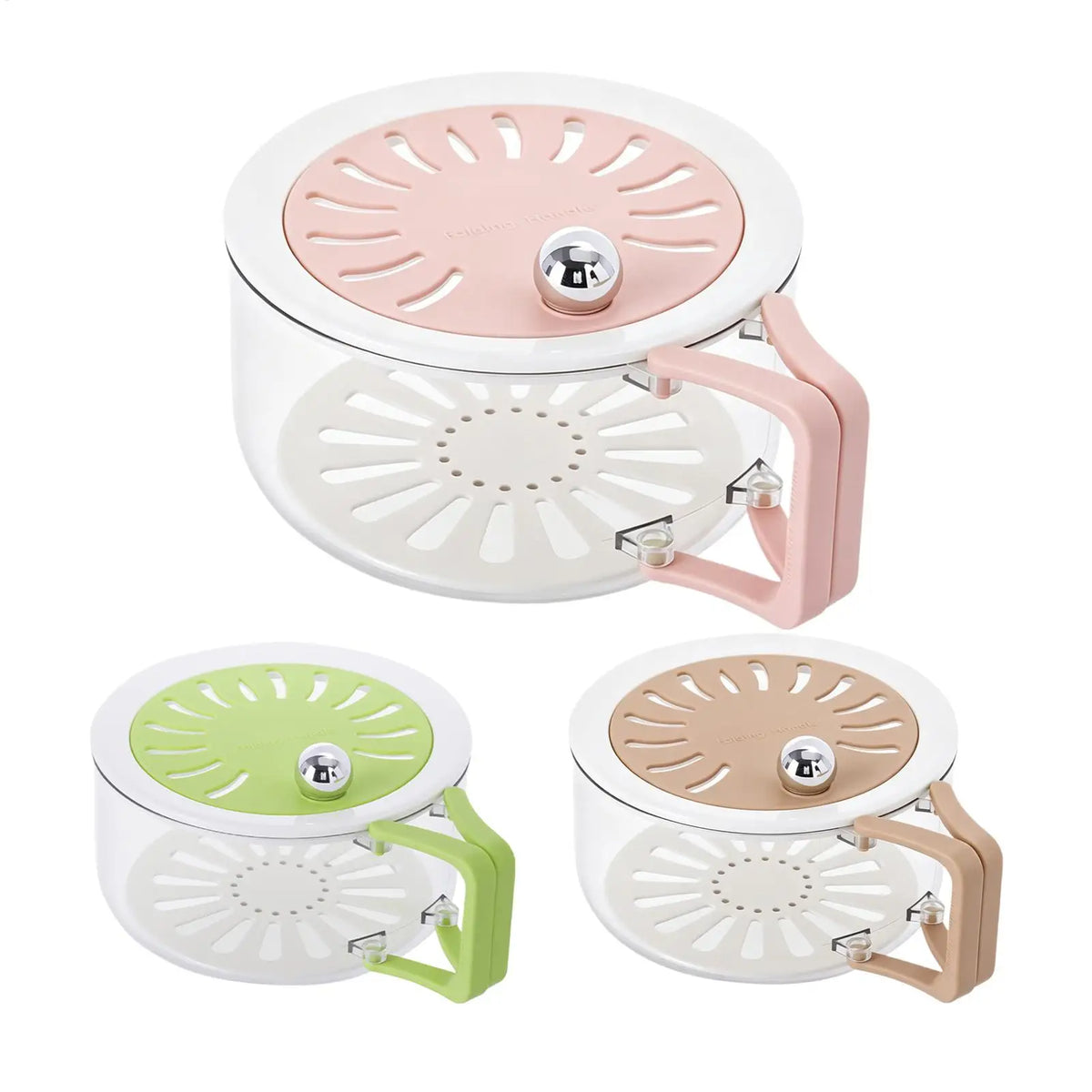 Double Layer Fruit Strainer Container with Foldable Handle Kitchen Strainer Bowl PLUSH
