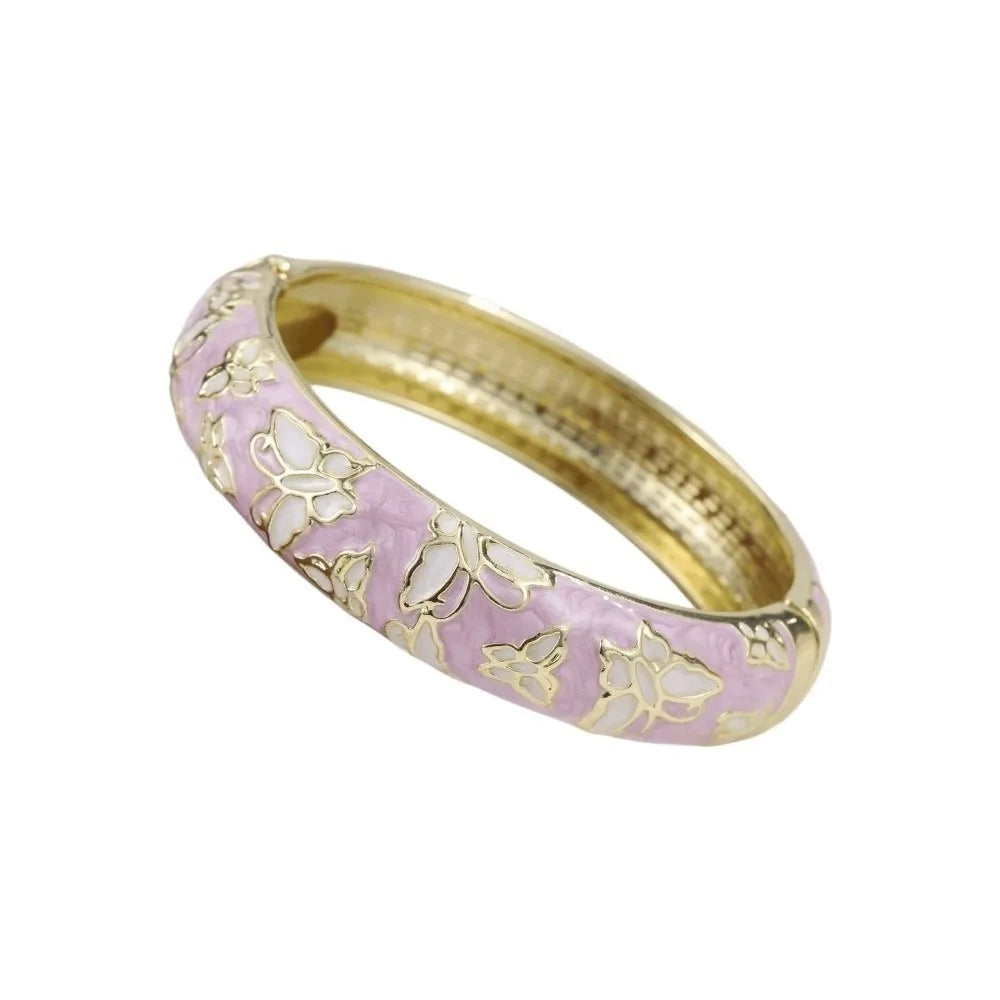 Cloisonne Enamel Bangle – Colorful Vintage Butterfly Bracelet Enamel Bangle PLUSH Purple