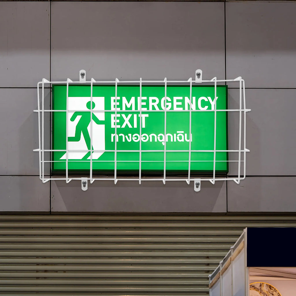 Metal Alloy Exit Sign Cage Guard – Wire Mesh Light Protector Light Fixture Guard PLUSH