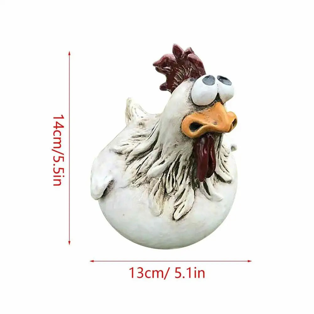 Resin Chicken Fence Statue – Garden Farm Yard Hen Sculpture Garden Statue PLUSH Type A
