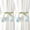 Tulip Curtain Tiebacks – Adjustable Tie Rope Straps, 1 Pair Curtain Tiebacks PLUSH Blue