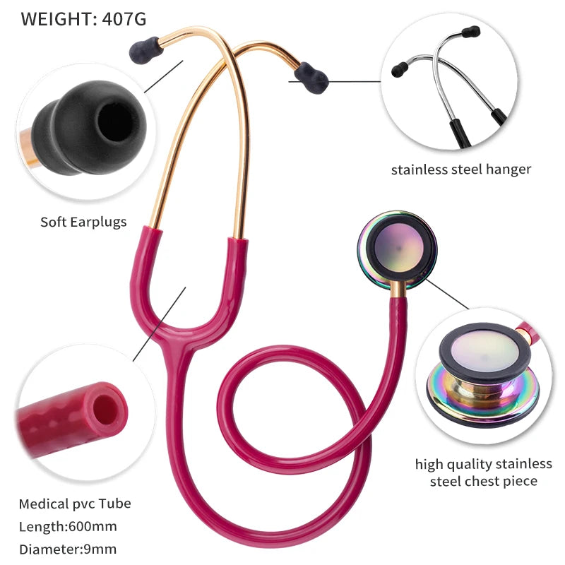 XceeFit Single Head Cardiology Stethoscope – Doctors & Nurses Medical Stethoscope PLUSH Rose Red-Gold United States