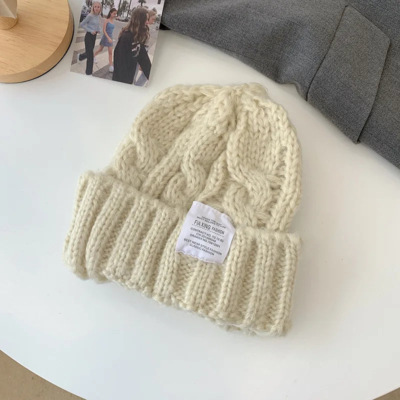 Twist Knit Beanie – Unisex Winter Warm Cotton Hat Knit Beanie Hat PLUSH