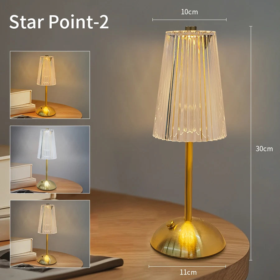Crystal LED Rechargeable Table Lamp – Dimmable Bedside Night Light LED Table Lamp PLUSH Type B Rechargeable