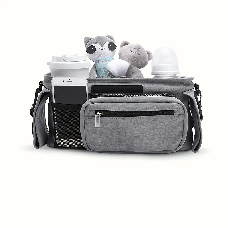 Large Stroller Organizer Bag – Multi-Compartment Oxford Cloth Stroller Organizer Bag PLUSH Gray