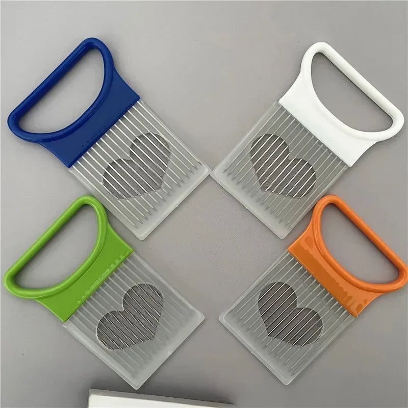 Stainless Steel Onion Holder & Vegetable Slicer Kitchen Tool Vegetable Slicer Tool PLUSH