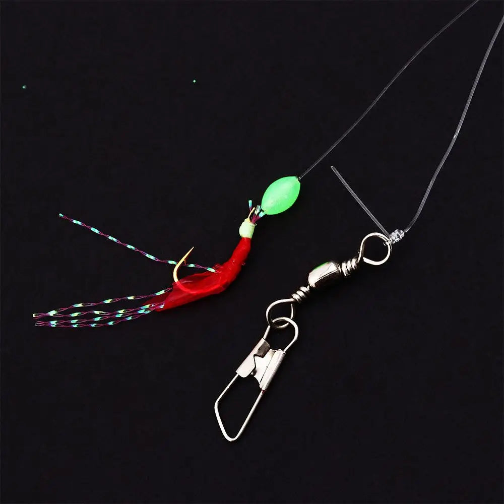 Luminous Sabiki Rigs Feather Fishskin Skirt Lures – 6pk Sabiki Fishing Rig PLUSH